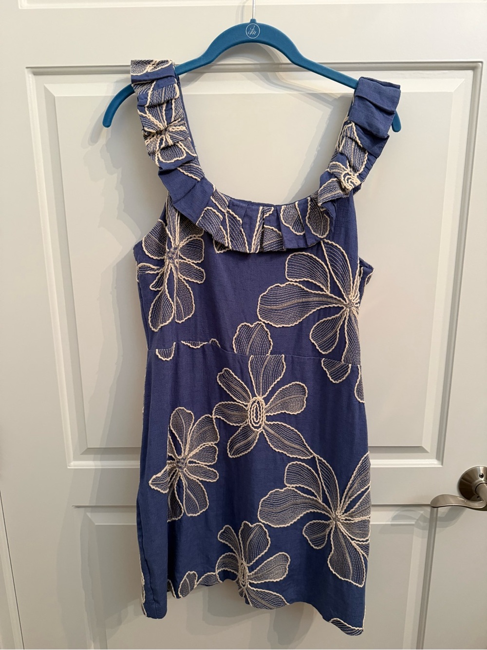 LOFT Navy Blue Sleeveless Top with Cream Trim